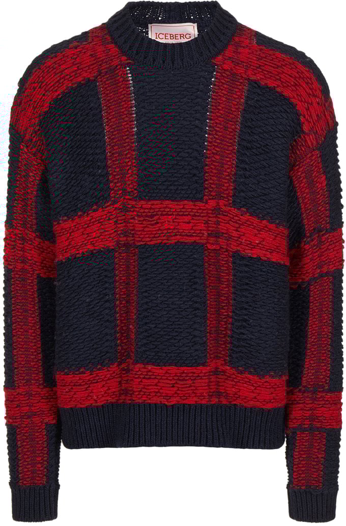 Iceberg Oversized multicolored crewneck sweater in alpaca wool Zwart