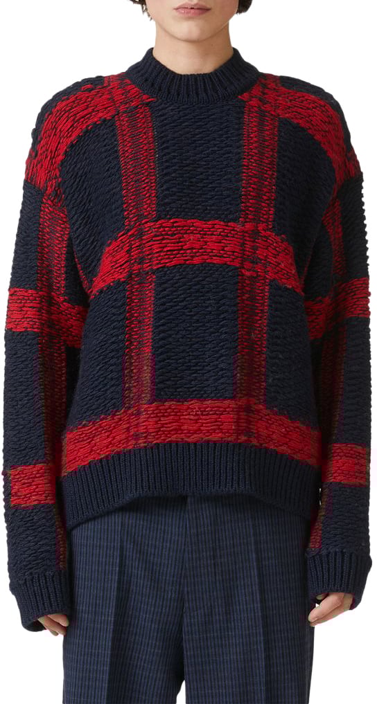 Iceberg Oversized multicolored crewneck sweater in alpaca wool Zwart