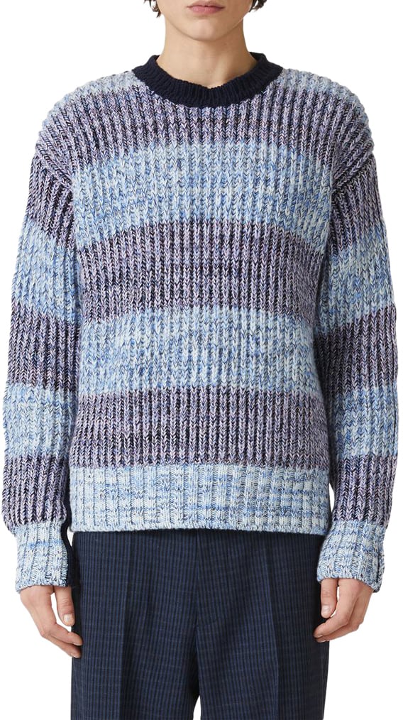 Iceberg Comfort-fit crewneck sweater in patterned wool and nylon Zwart