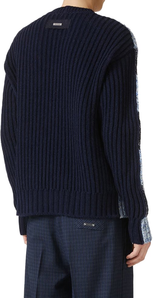 Iceberg Comfort-fit crewneck sweater in patterned wool and nylon Zwart