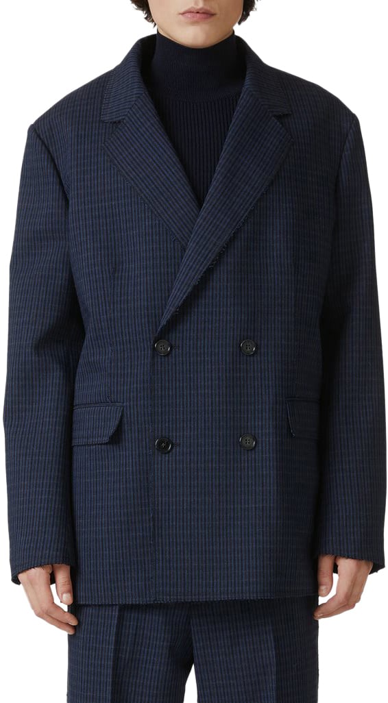 Iceberg Regular-fit double-breasted jacket in blue and black check Divers