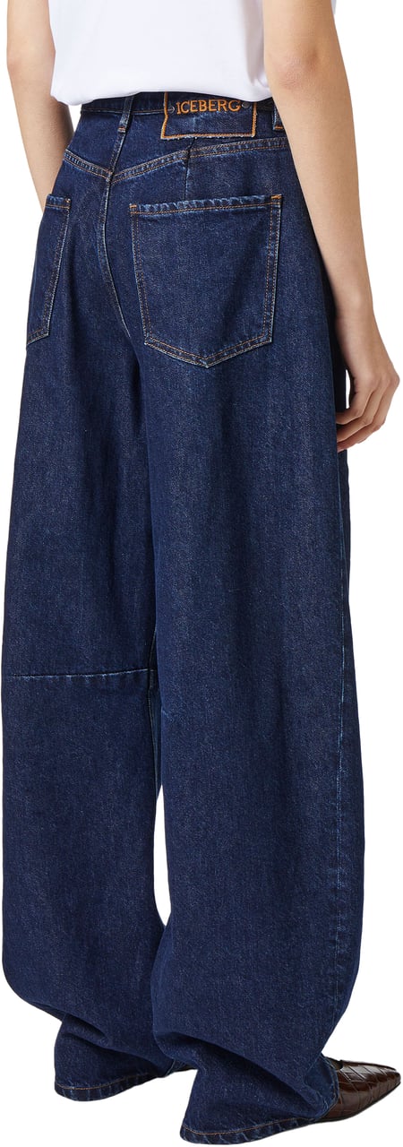 Iceberg Indigo Blue Denim Barrel Fit Jeans Blauw