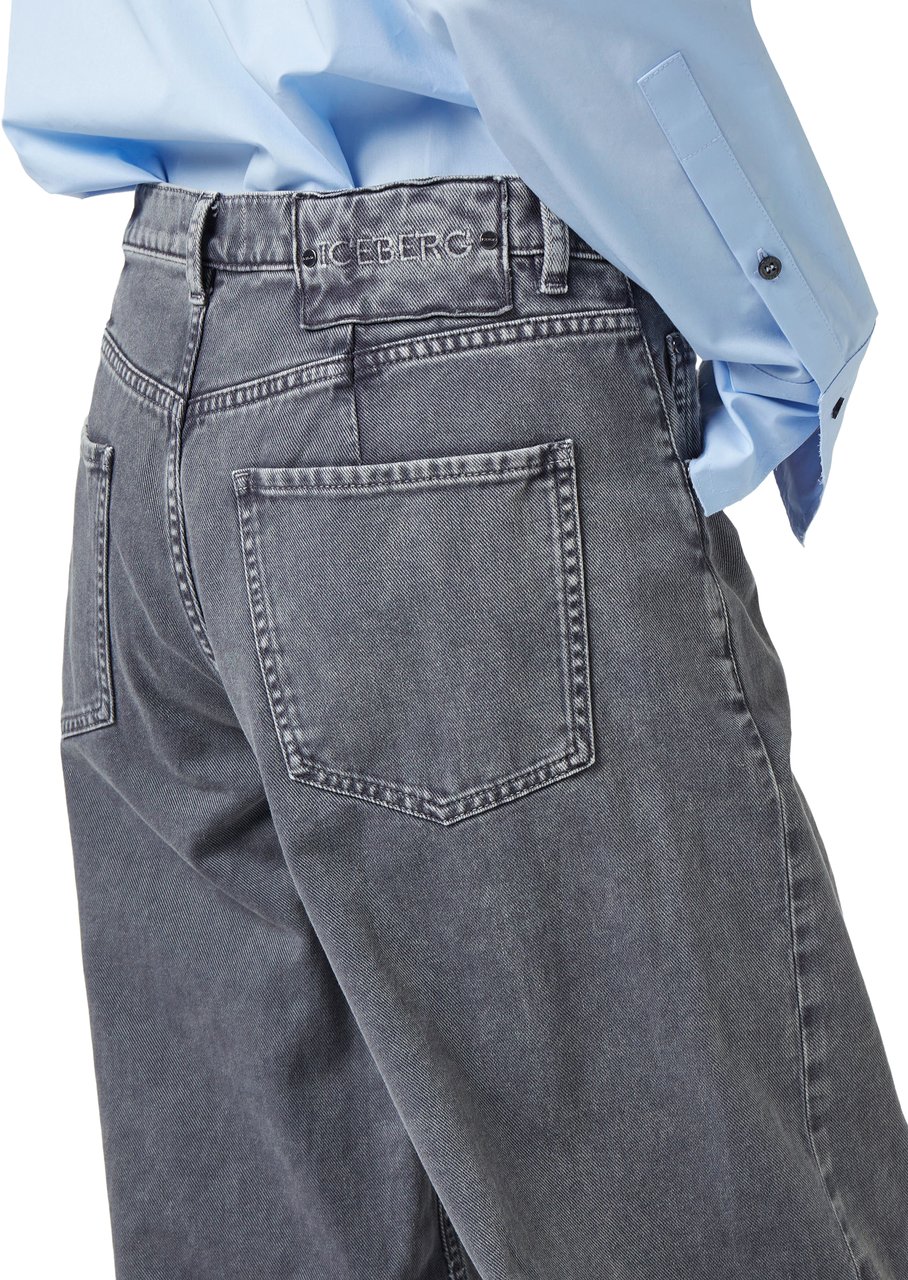 Iceberg 5-pocket barrel fit in dark grey marbled denim Grijs