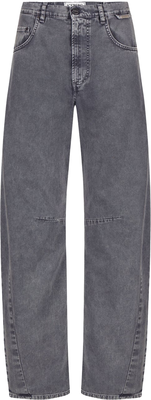 Iceberg 5-pocket barrel fit in dark grey marbled denim Grijs