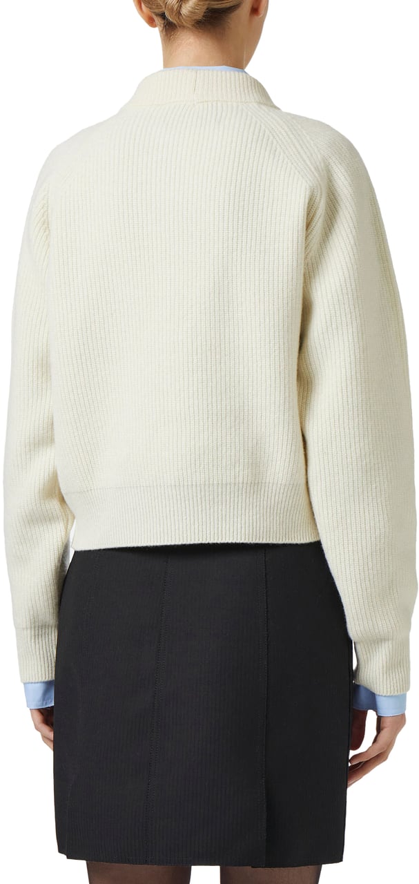 Iceberg Milky white lambswool sweater with corn stitch Wit