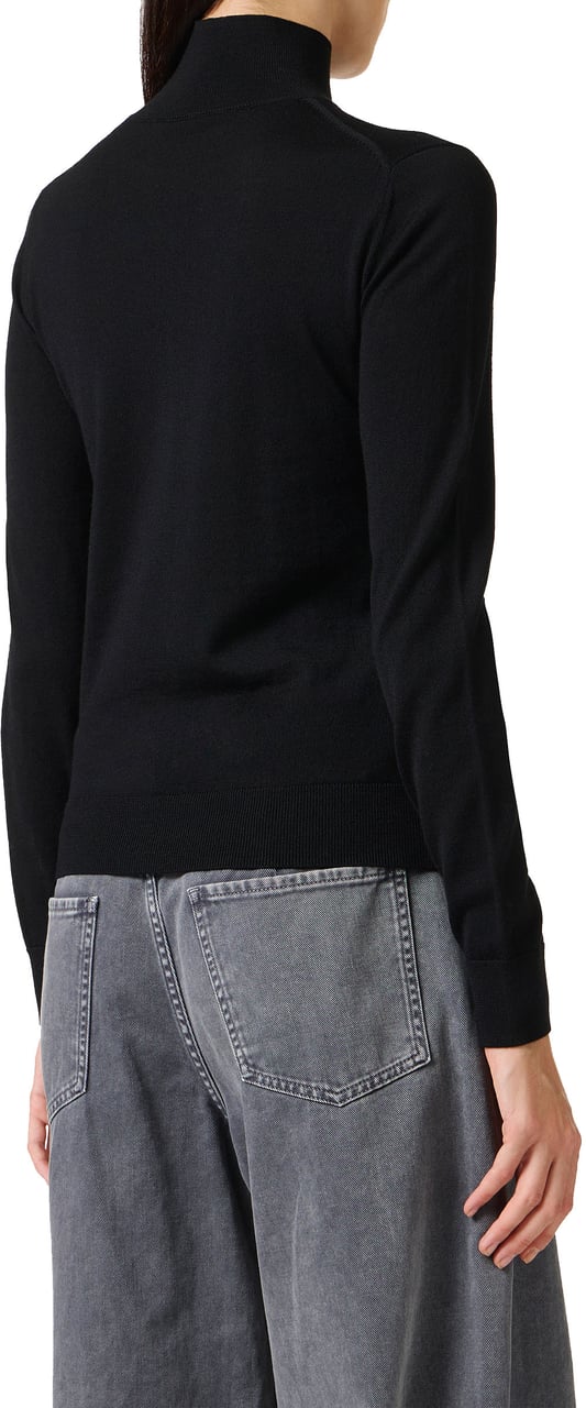 Iceberg Black turtleneck sweater in extra-fine Merino wool with Iceberg logo inlaid on the collar Zwart
