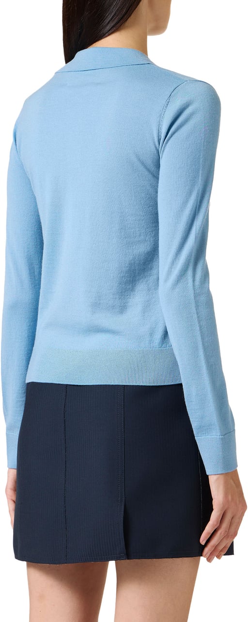 Iceberg Long-sleeved polo shirt in extra-fine Merino wool with Iceberg Milano tone-on-tone customization Blauw