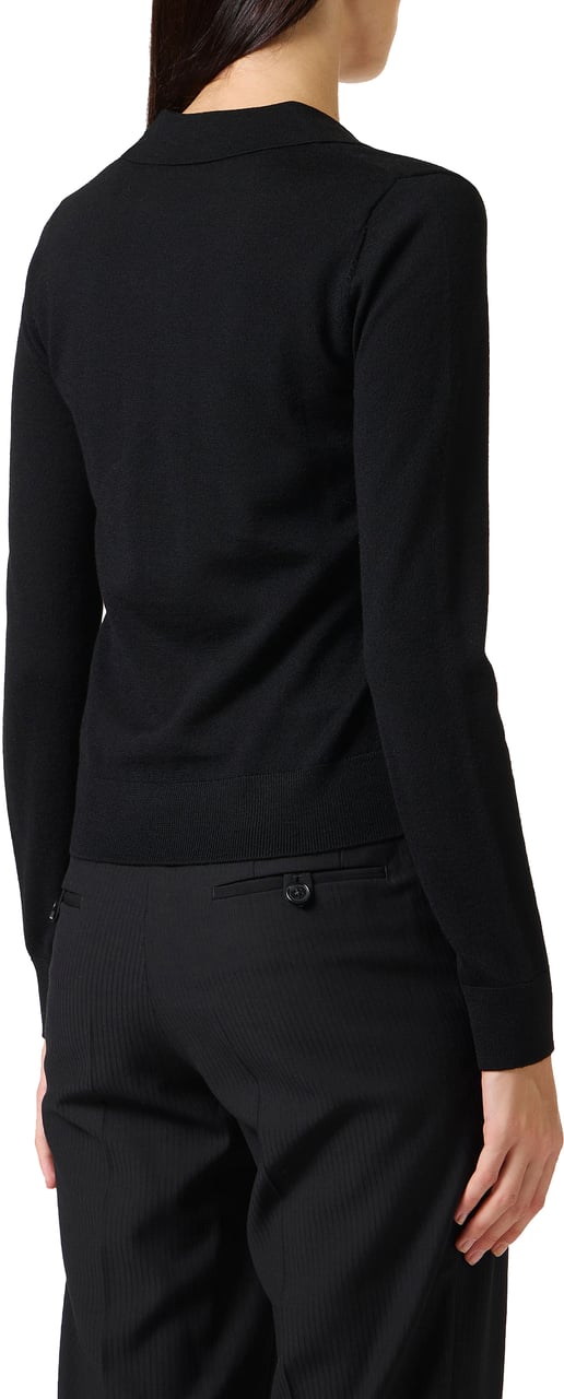 Iceberg Black long-sleeved polo shirt in extra-fine Merino wool with Iceberg logo Zwart