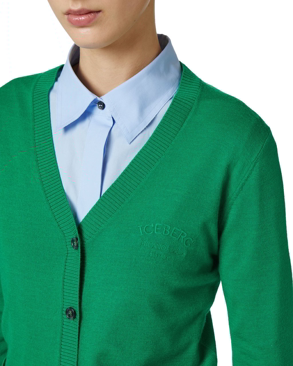 Iceberg Emerald green cardigan with embroidered Iceberg Milano logo Groen