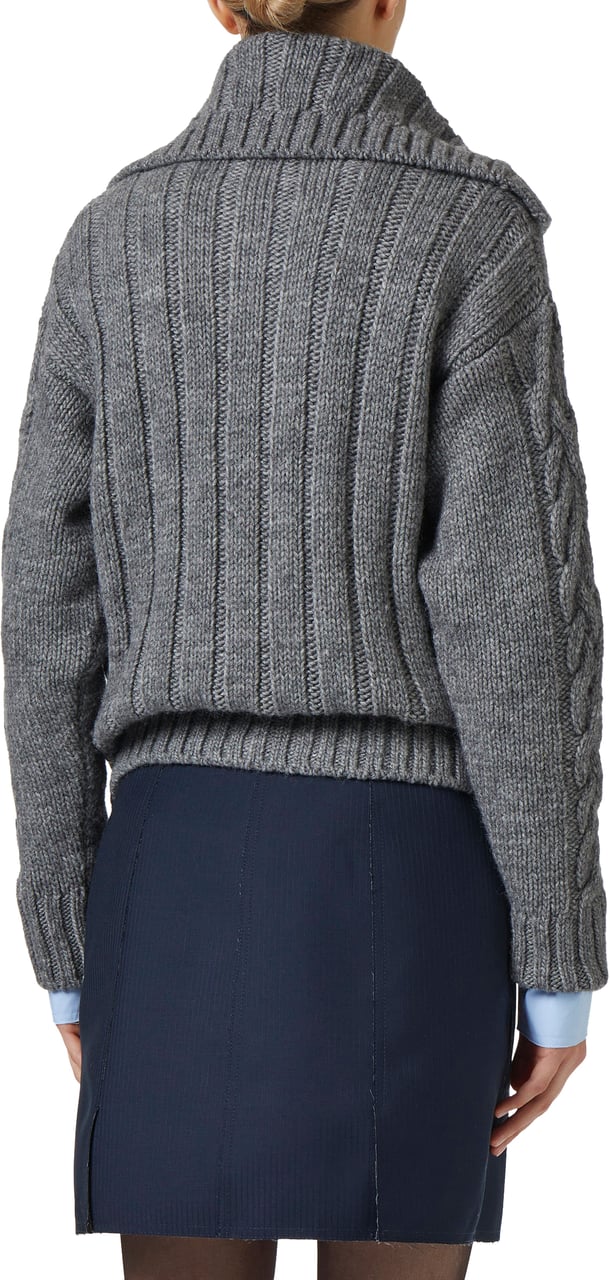 Iceberg Wool and alpaca polo: three-dimensional texture and asymmetrical design Grijs