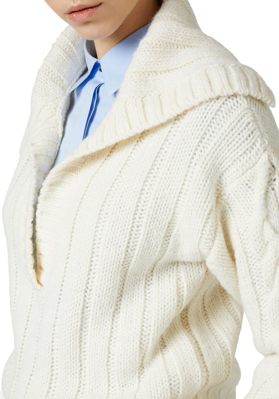 Iceberg Wool and alpaca polo: three-dimensional texture and asymmetrical design Wit