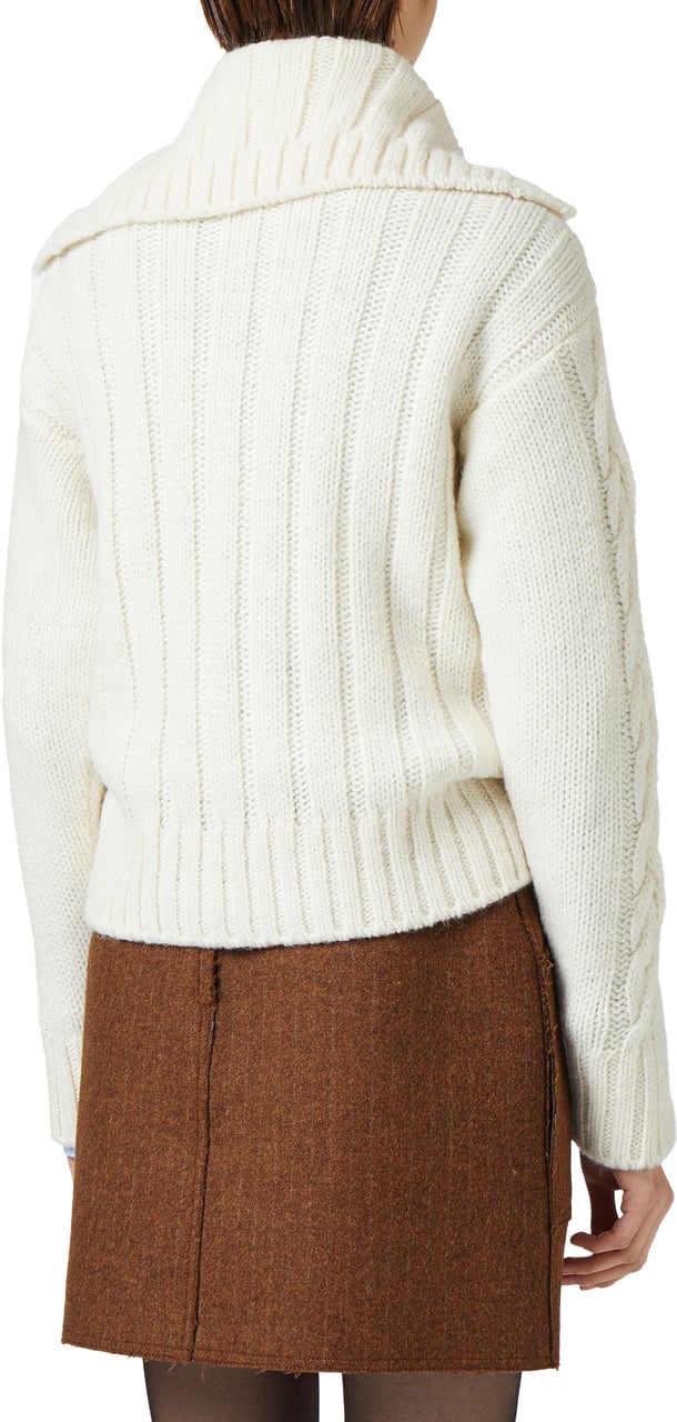 Iceberg Wool and alpaca polo: three-dimensional texture and asymmetrical design Wit