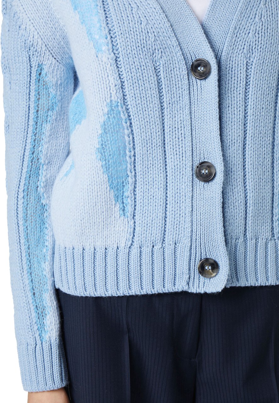 Iceberg Light blue long-sleeved V-neck sweater in merino wool Blauw