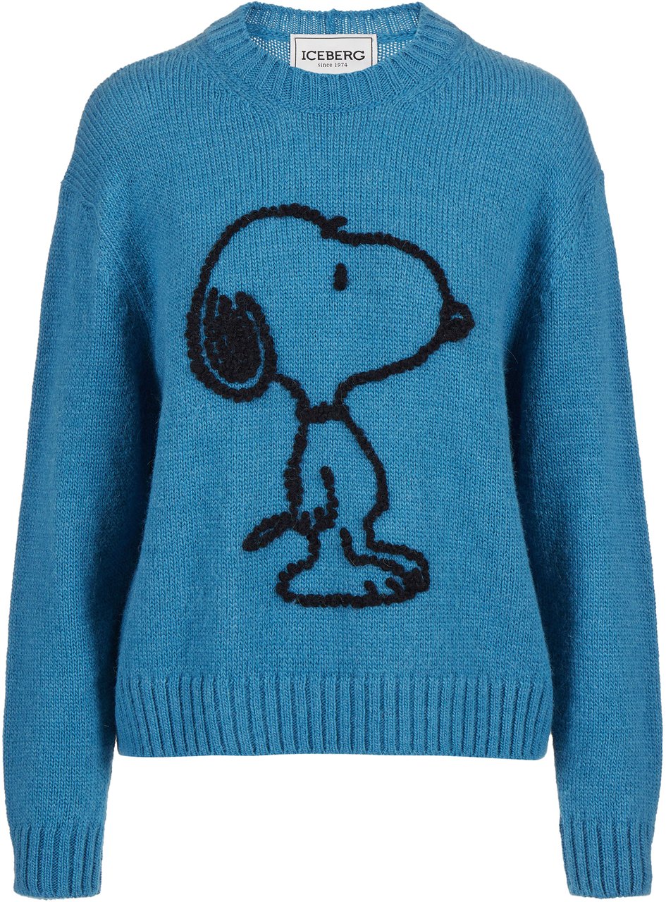 Iceberg Dark blue comfort fit sweater with cartoon inlay Blauw