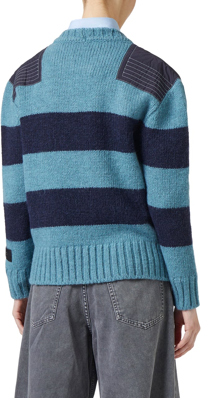 Iceberg Crewneck sweater with contrasting stripes and technical details Blauw