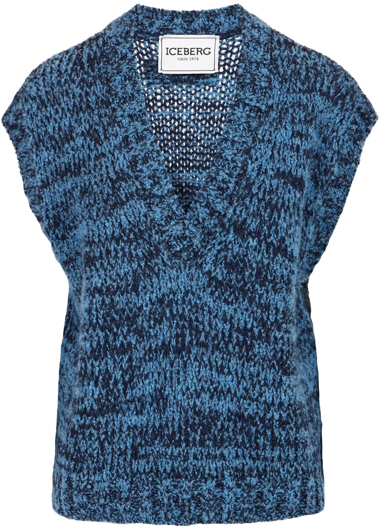 Iceberg Multicolor vest in a wool-alpaca blend stocking stitch Divers