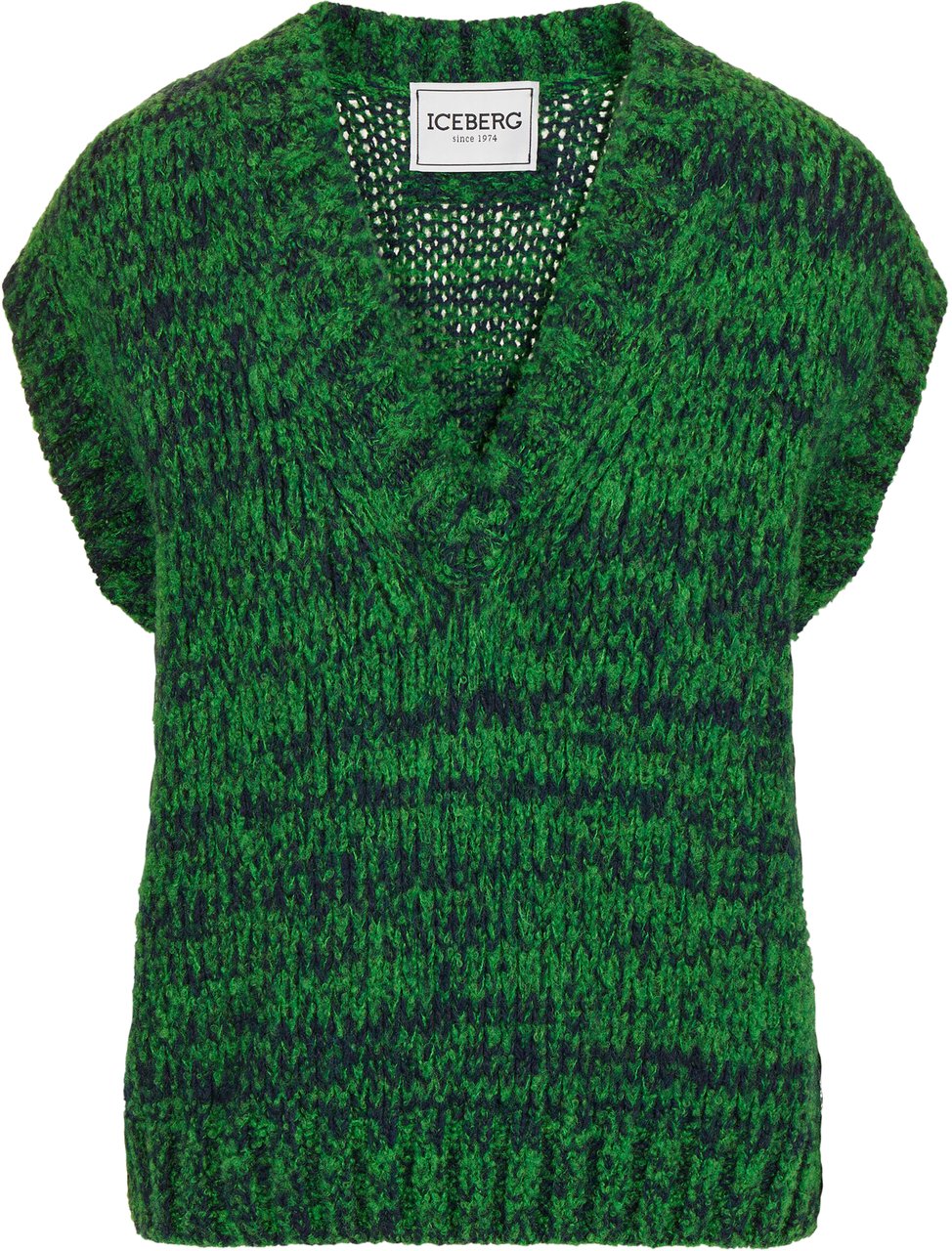 Iceberg Multicolor vest in a wool-alpaca blend stocking stitch Zwart