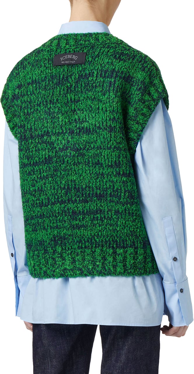 Iceberg Multicolor vest in a wool-alpaca blend stocking stitch Zwart