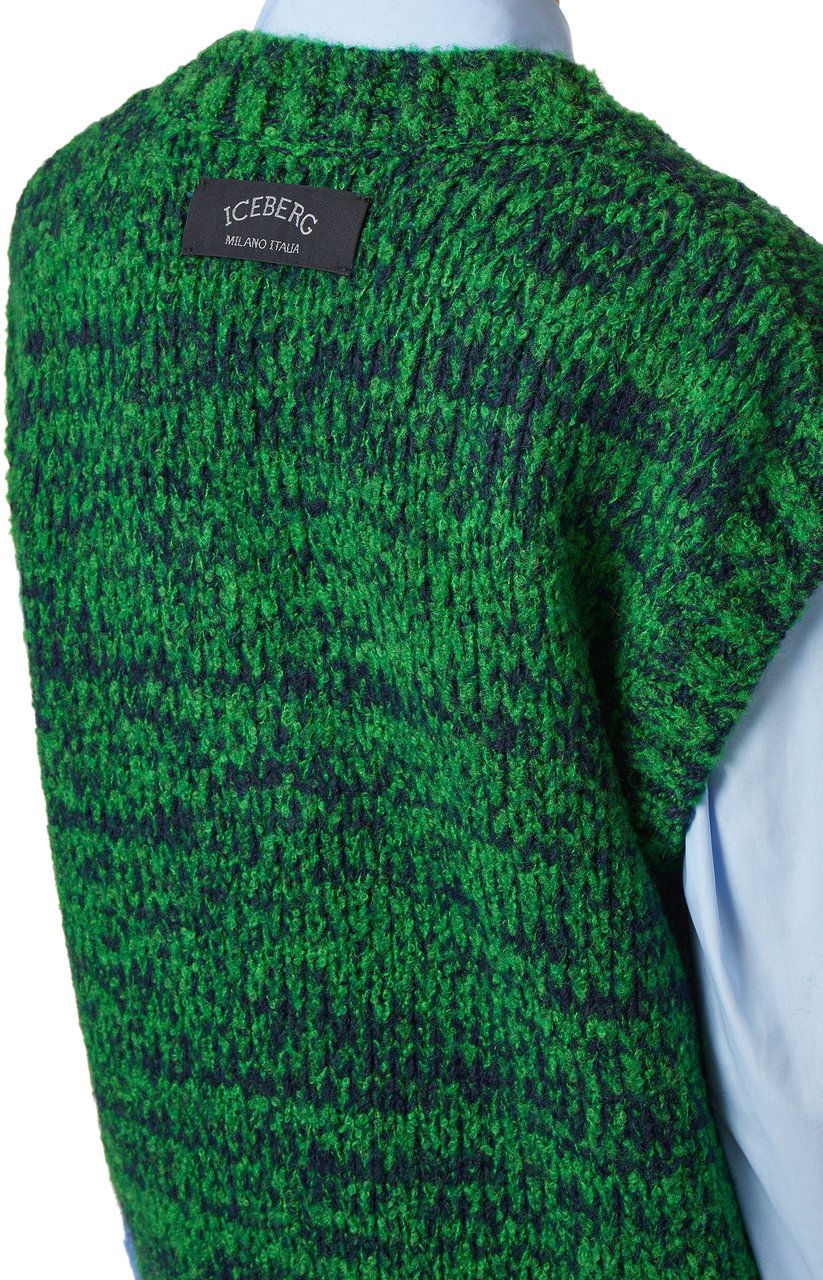 Iceberg Multicolor vest in a wool-alpaca blend stocking stitch Zwart