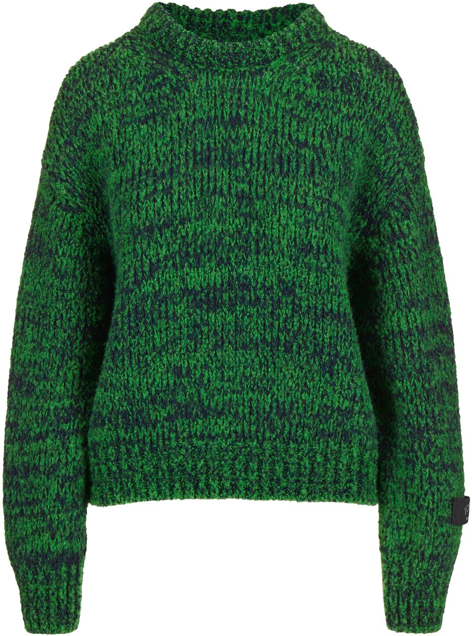 Iceberg Multicolor crew neck sweater comfort fit in wool and alpaca blend Zwart