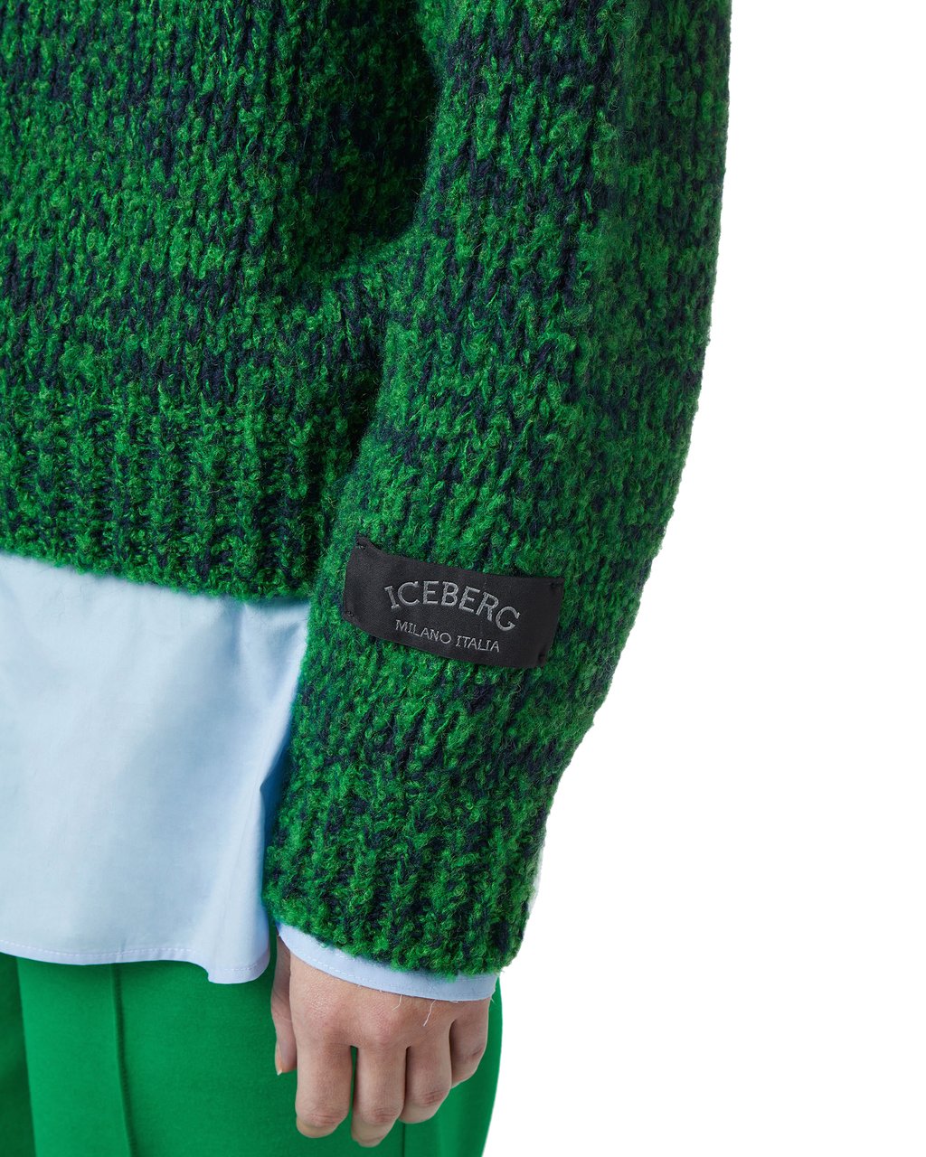 Iceberg Multicolor crew neck sweater comfort fit in wool and alpaca blend Zwart