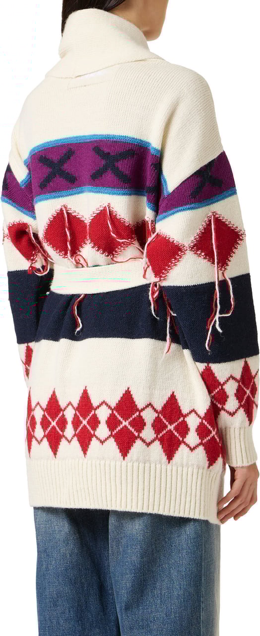 Iceberg Knit cardigan with contrasting diamonds Wit