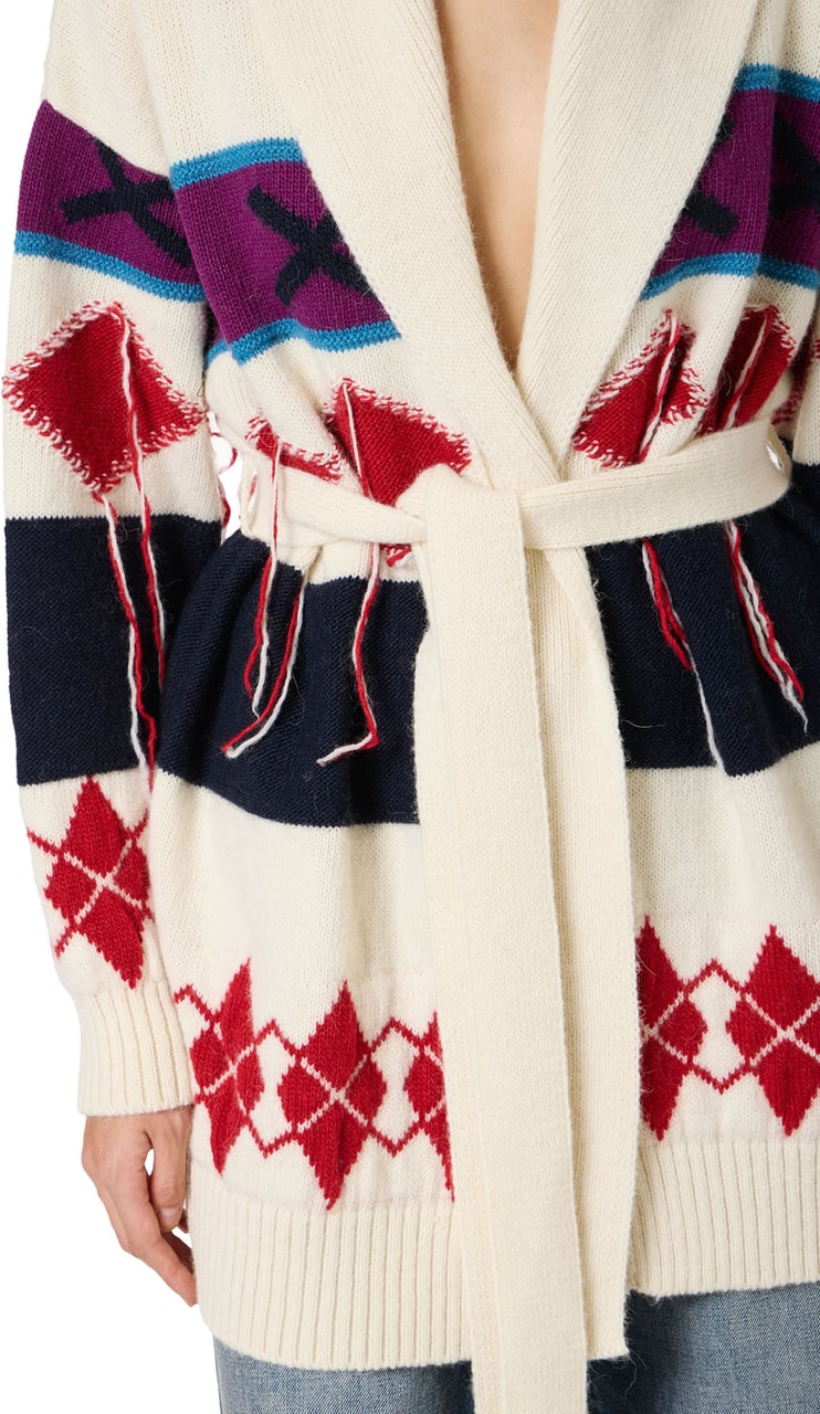 Iceberg Knit cardigan with contrasting diamonds Wit