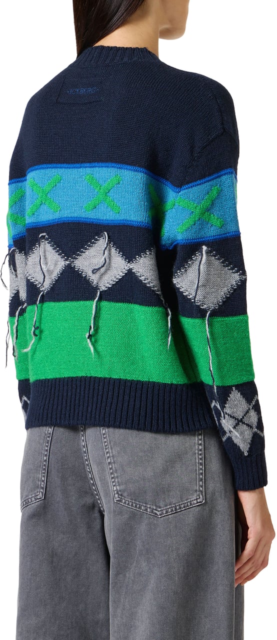 Iceberg Crewneck sweater with diamond inlay Blauw