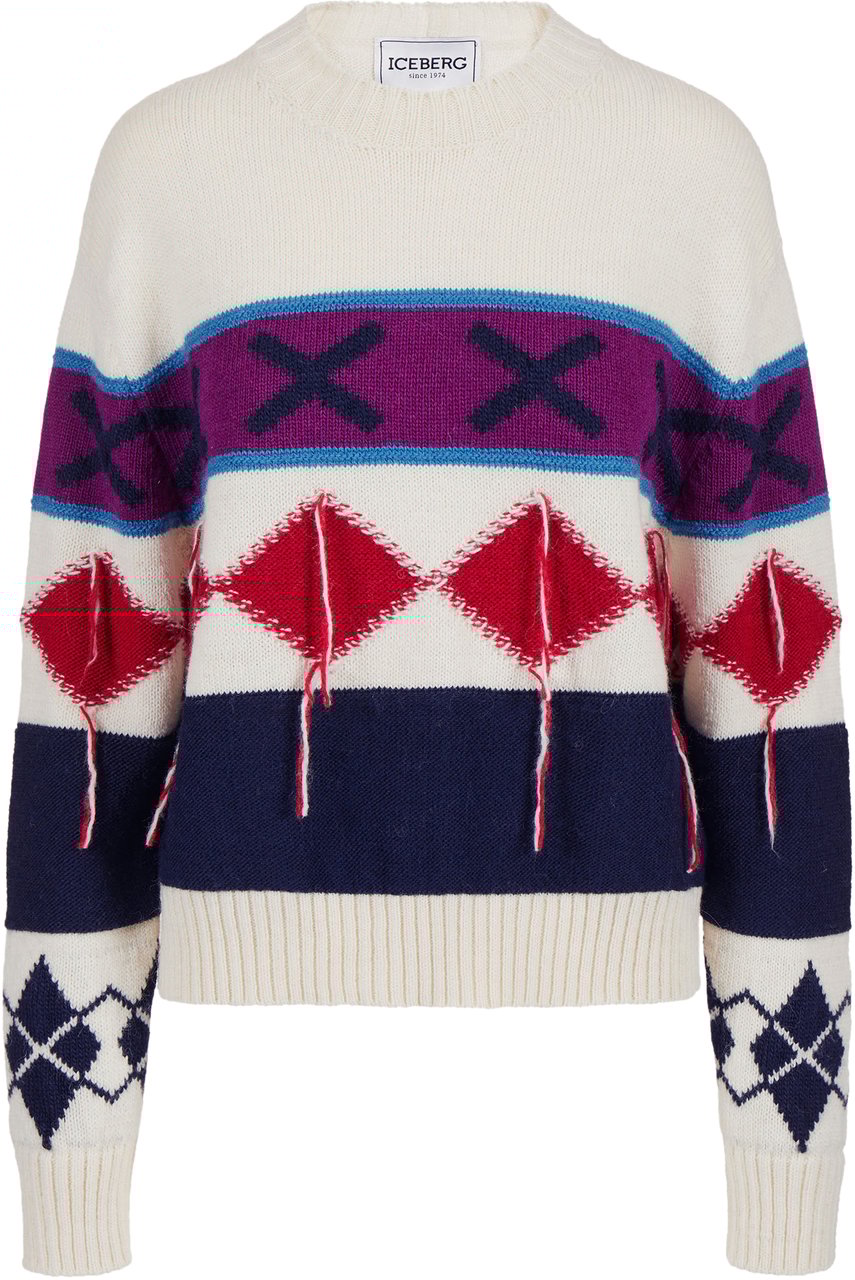 Iceberg Crewneck sweater with diamond inlay Wit