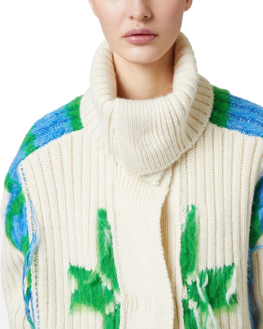 Iceberg Wool and alpaca cardigan with hammer sleeve and original details Wit