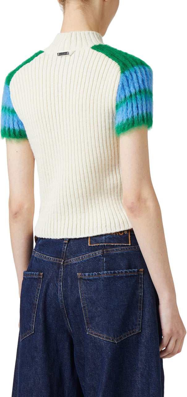 Iceberg Short Sleeve Sweater in Wool and Alpaca Wit