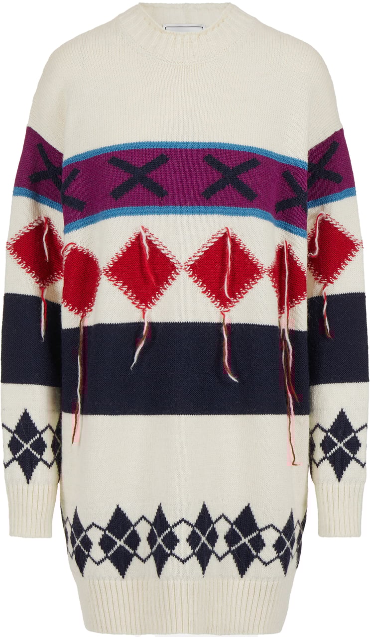 Iceberg Comfort fit knit dress: contrasting geometries and striking yarn Wit