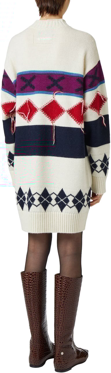Iceberg Comfort fit knit dress: contrasting geometries and striking yarn Wit