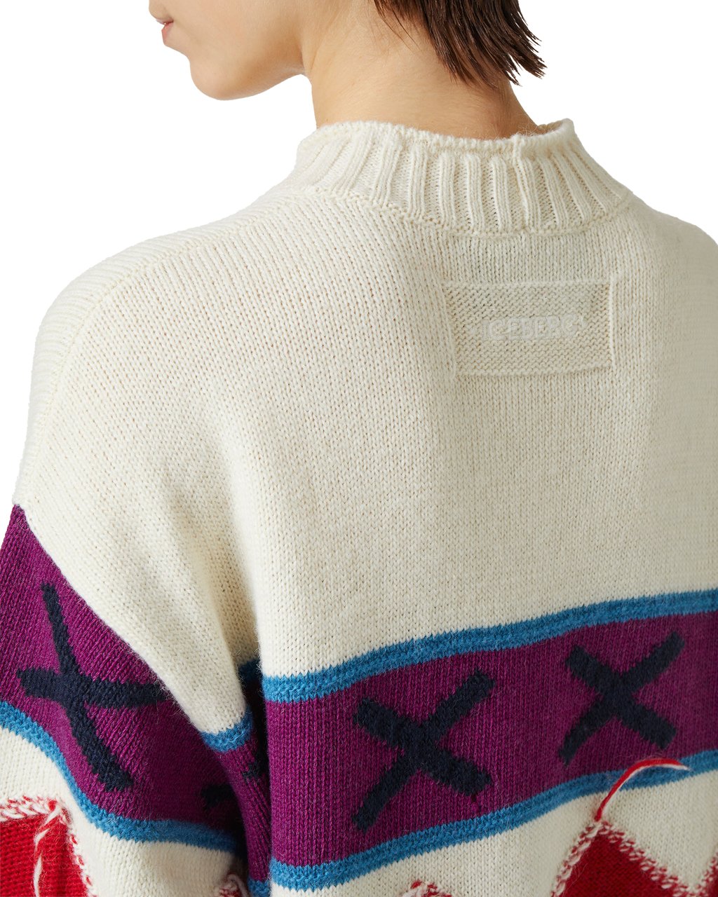 Iceberg Comfort fit knit dress: contrasting geometries and striking yarn Wit