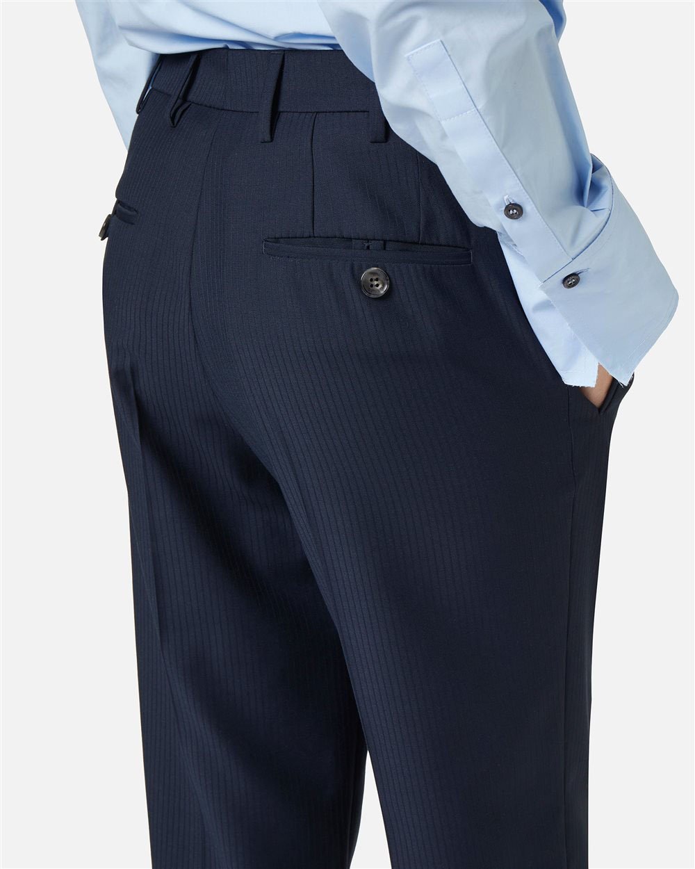 Iceberg New fit blue pinstripe trousers in technical viscose Blauw