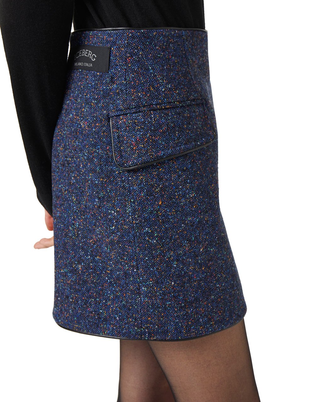 Iceberg Boucl� miniskirt with faux leather trim Divers