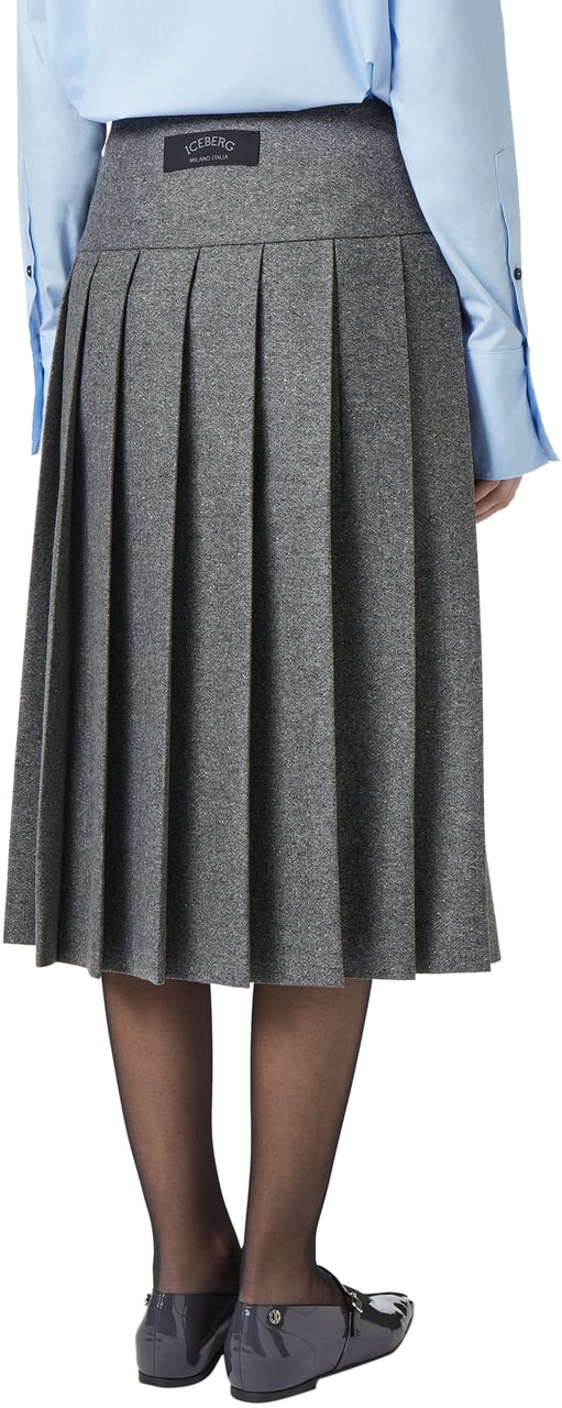 Iceberg Pleated skirt with smooth front panel in wool boucl� Divers