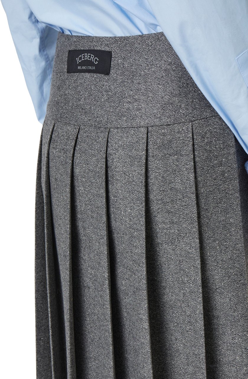 Iceberg Pleated skirt with smooth front panel in wool boucl� Divers