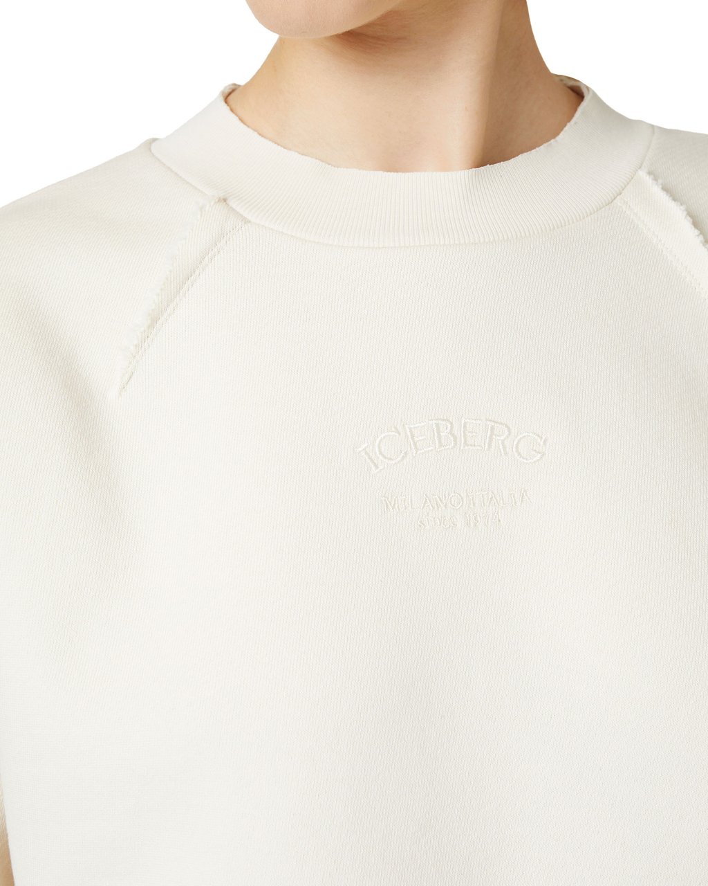 Iceberg Vanilla Crewneck Sweatshirt in Cotton with Front Embroidery Wit