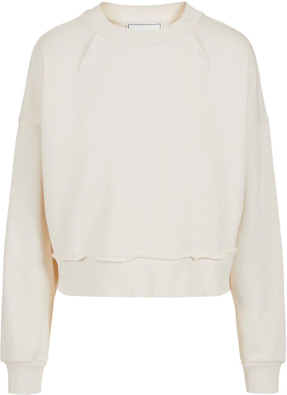 Iceberg Vanilla Crewneck Sweatshirt in Cotton with Front Embroidery Wit
