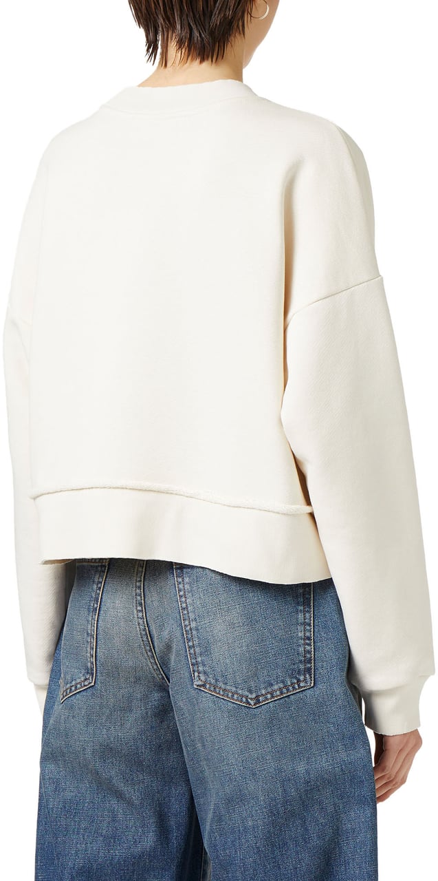 Iceberg Vanilla Crewneck Sweatshirt in Cotton with Front Embroidery Wit