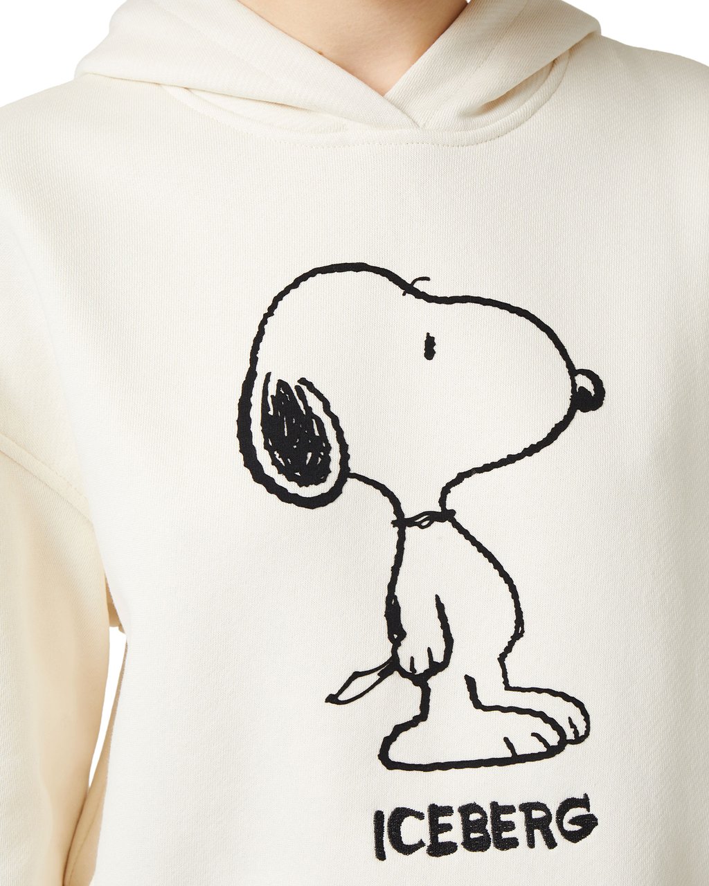 Iceberg Vanilla cropped fit hoodie in cotton with embroidery Wit