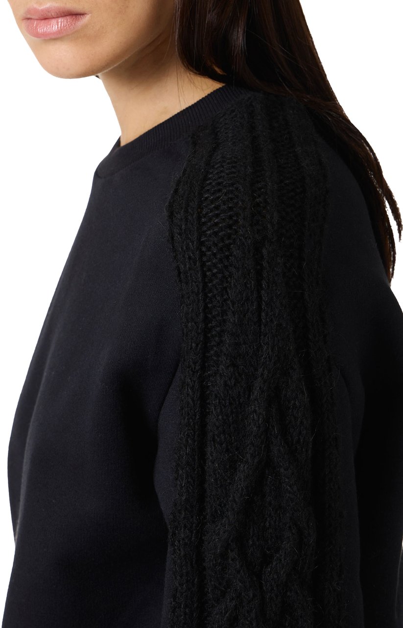 Iceberg Fashion fit sweatshirt in cotton brushed fleece with braid detail Zwart