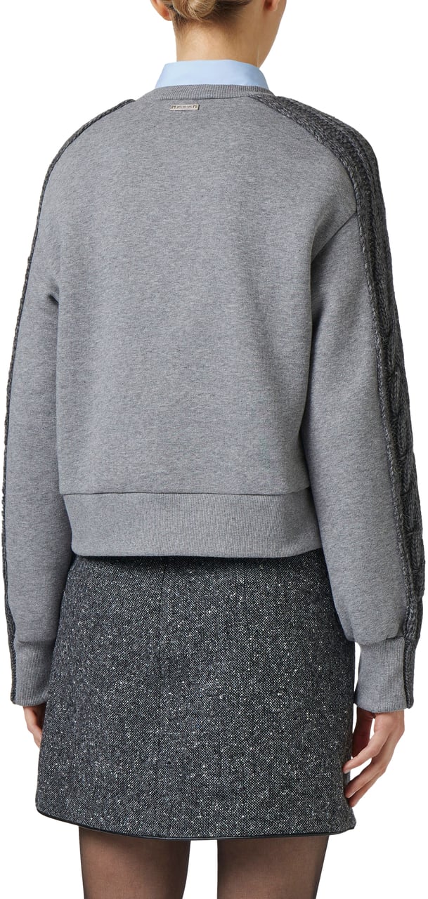 Iceberg Fashion fit sweatshirt in cotton brushed fleece with braid detail Grijs