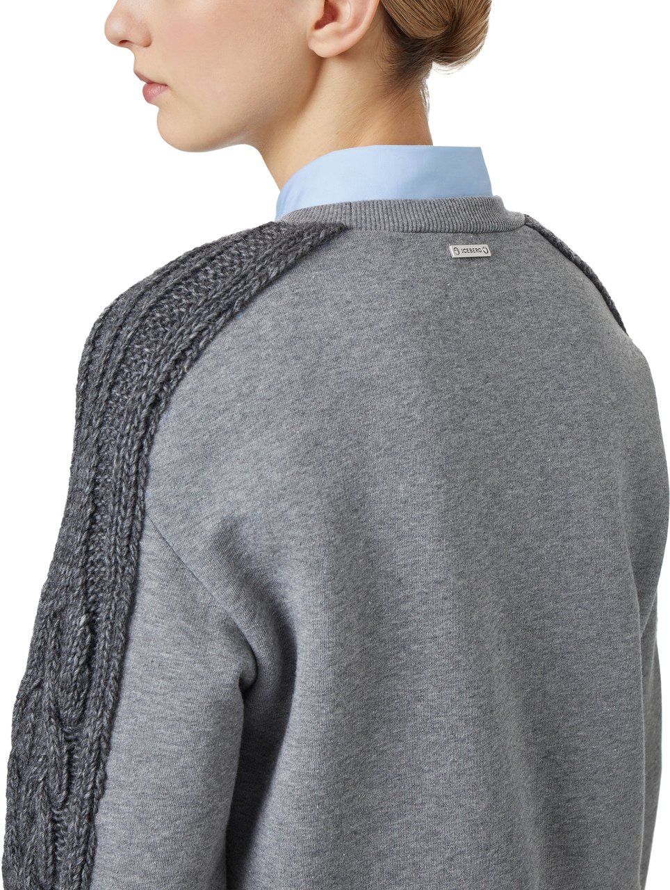 Iceberg Fashion fit sweatshirt in cotton brushed fleece with braid detail Grijs