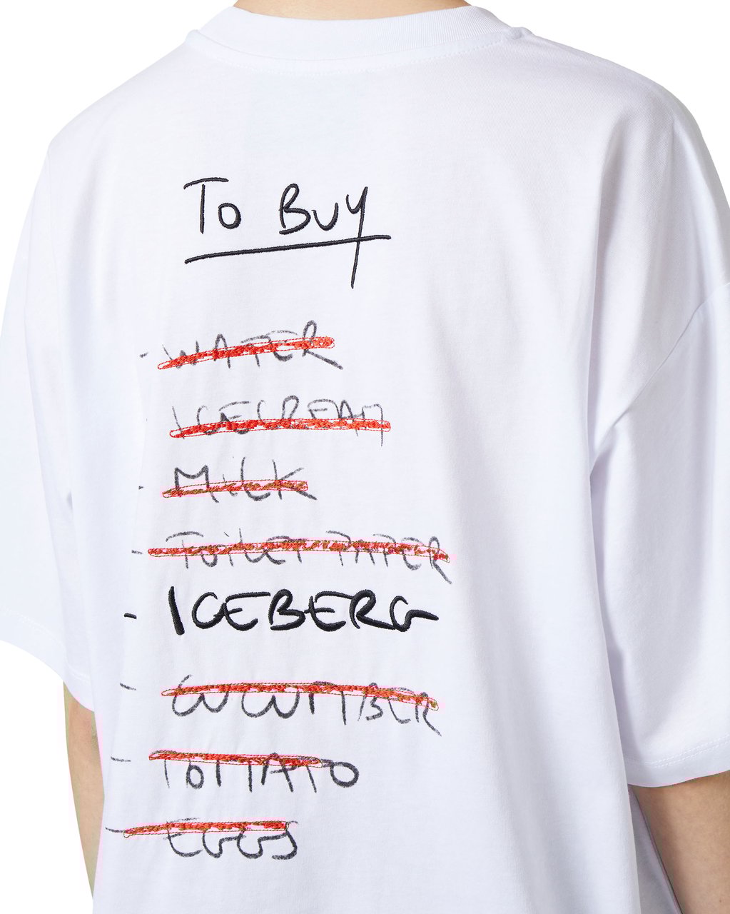 Iceberg Relaxed fit optical white cotton jersey T-shirt with front and back graphics Wit