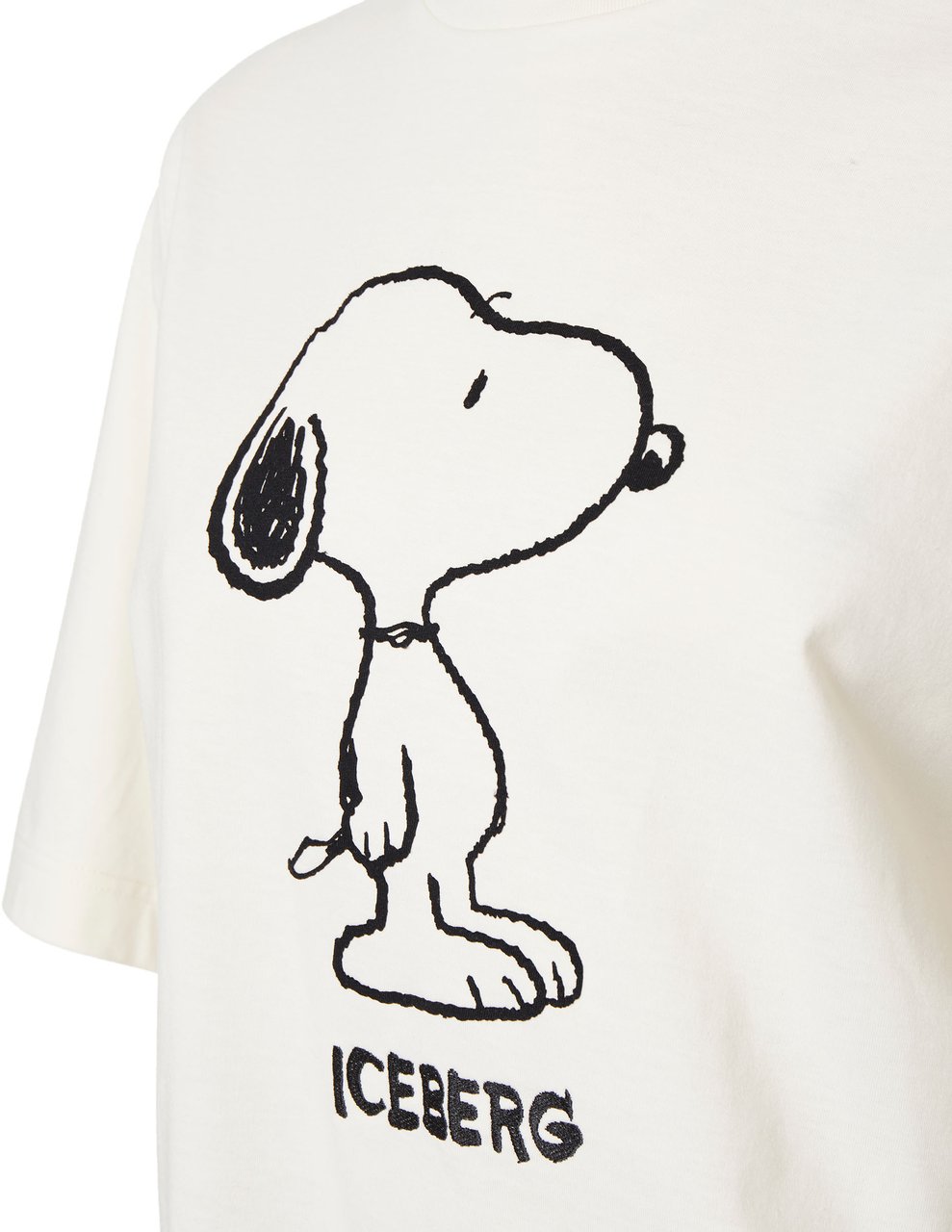 Iceberg Vanilla-colored relaxed-fit T-shirt in fixed jersey with Snoopy applique Wit
