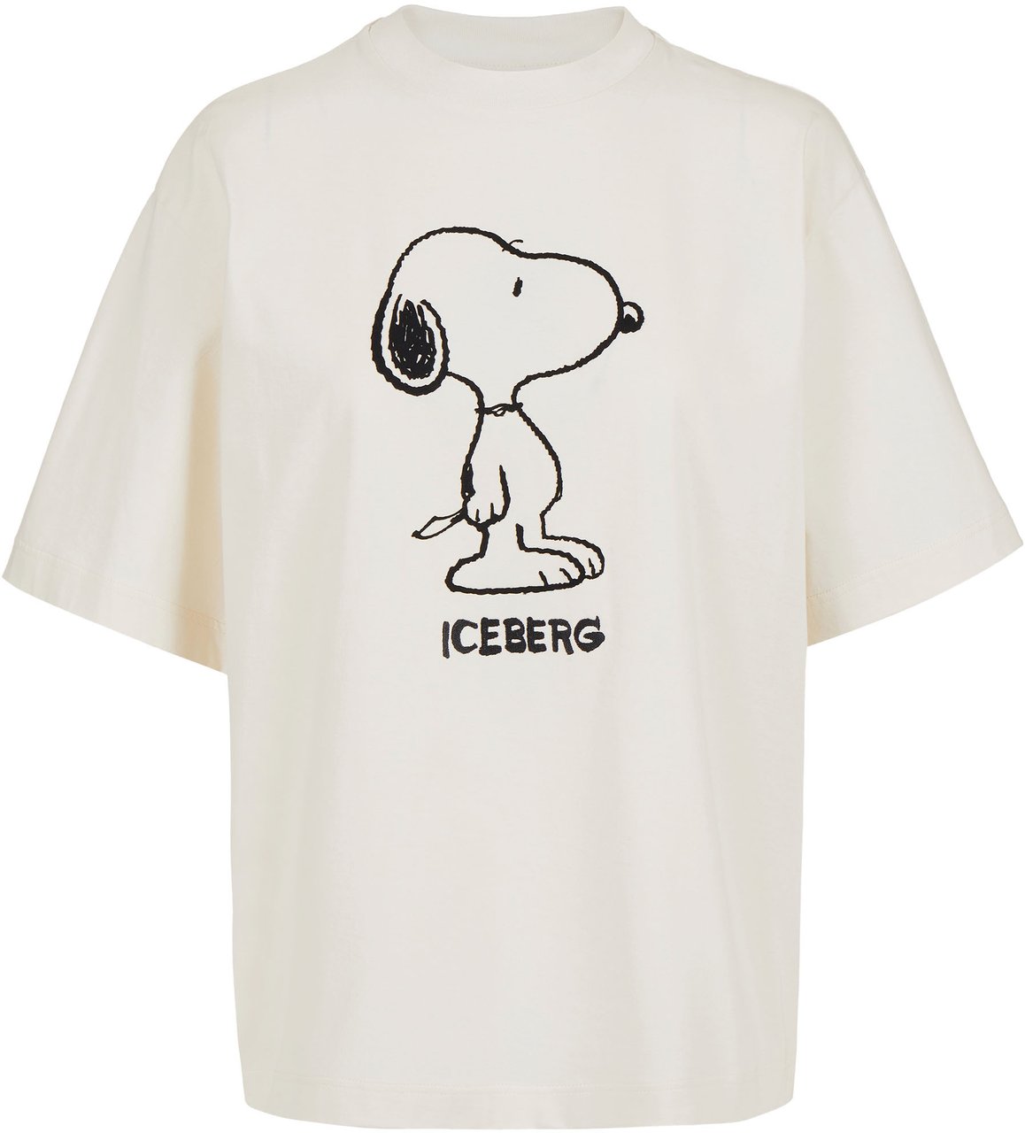Iceberg Vanilla-colored relaxed-fit T-shirt in fixed jersey with Snoopy applique Wit