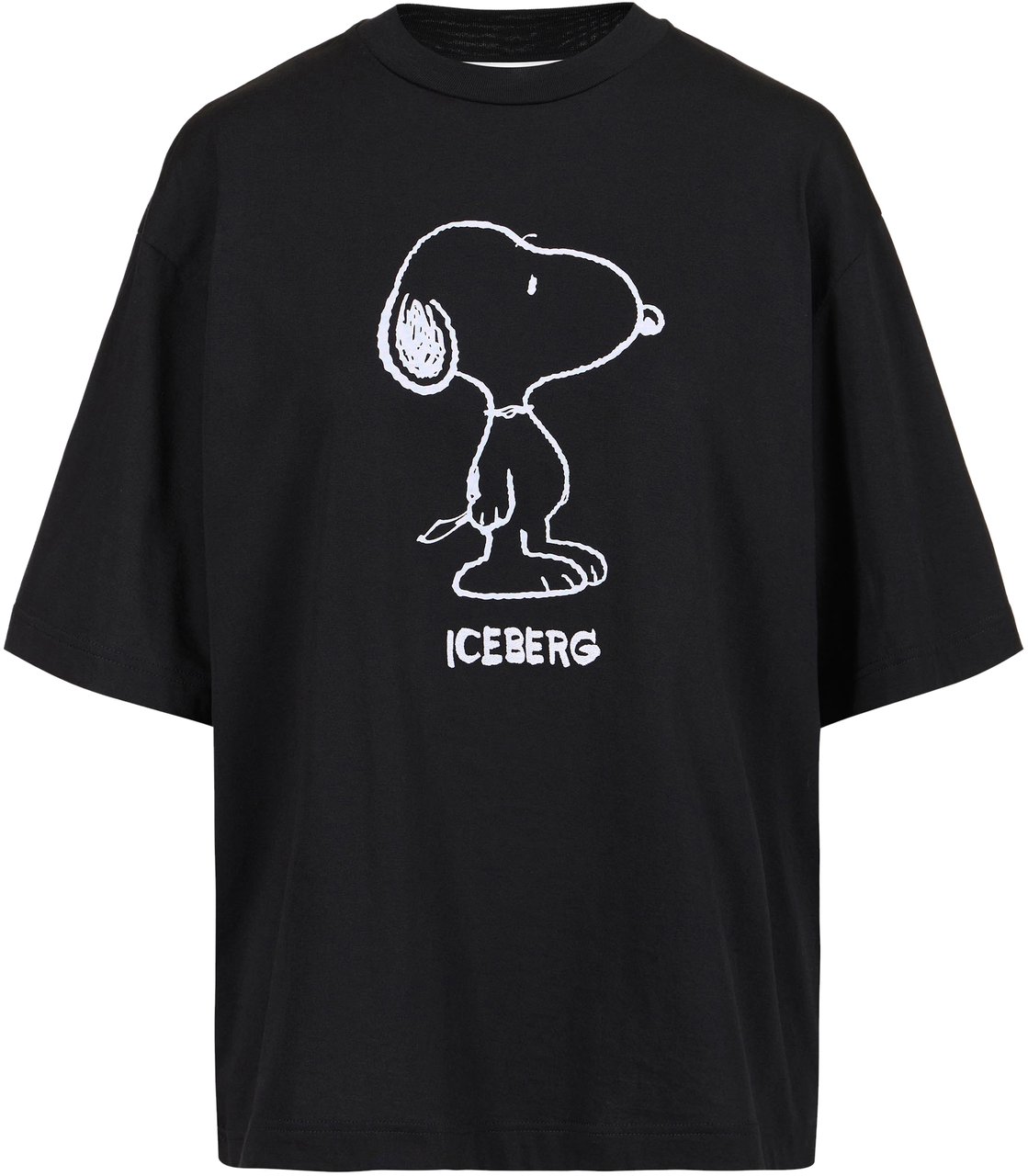 Iceberg Black relaxed fit T-shirt in fixed jersey with Snoopy applique Zwart