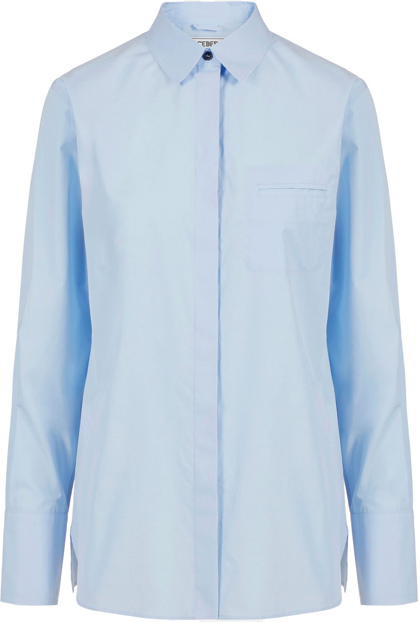 Iceberg Regular fit poplin shirt with double welt pocket Blauw
